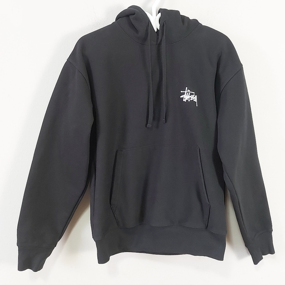Stussy Men Hoodie Sweatshirt Small Black Drawcord Ribbed Cuffs Hem Cozy Casual - Picture 9 of 10